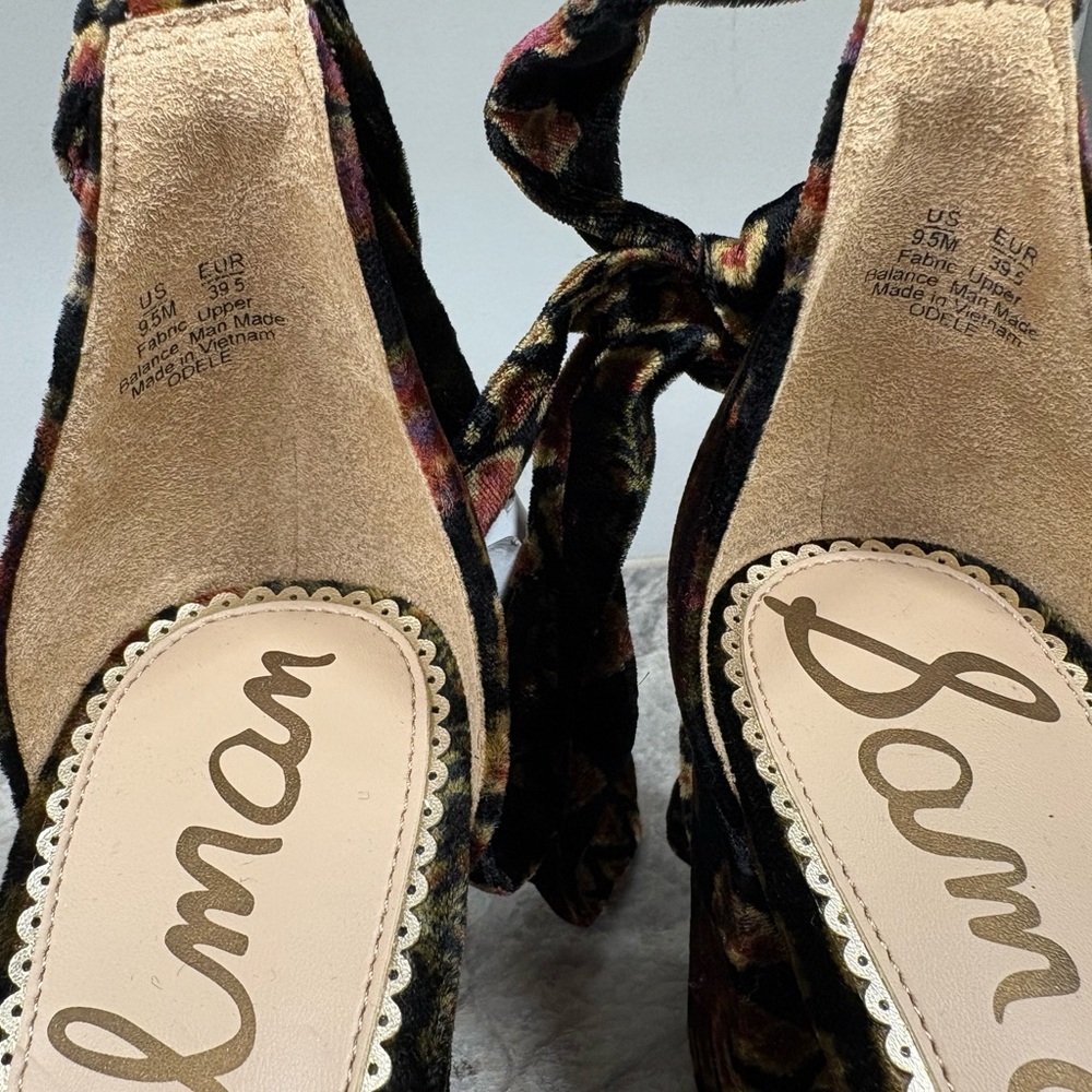 Sam Edelman Mara Velvet Heels in Black and Brown - Picture 3 of 6